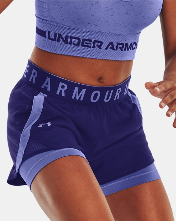 Women's UA Play Up 2-in-1 Shorts, Blue, pdpMainDesktop image number 4